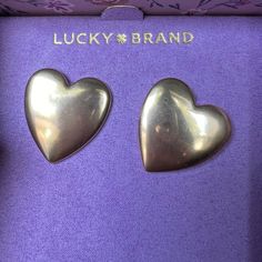 Heart Gold Colored Earrings From Lucky Brand, Never Used In Original Box Colored Earrings, Lucky Brand Jewelry, Brand Jewelry, Earrings Color, Heart Earrings, Lucky Brand, Gold Color, Original Box, Customer Support