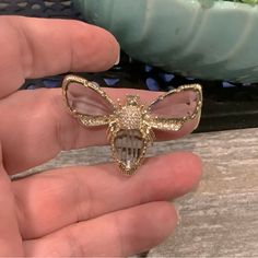 This Will Bee A Hit Wherever You Wear It. So Pretty And Sparkly. I Just Love This Bee! Bumble Bee Ring, Bee Vintage, Bee Ring, Bumble Bee, Wear It, So Pretty, Just Love, Brooches, Love This