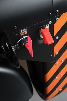 an orange and black motorcycle handlebars with the words moto usa on it