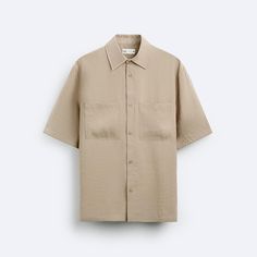 Zara Men's Lyocell Blend Shirt (Size S, Taupe Brown). Like New...Bought It And Decided I Didn't Want It. Casual Unstructured Beige Shirt, Beige Relaxed Fit Camp Shirt With Pockets, Beige Relaxed Fit Short Sleeve Camp Shirt, Beige Relaxed Fit Camp Shirt With Short Sleeves, Khaki Summer Top With Spread Collar, Khaki Relaxed Fit Top With Spread Collar, Khaki Spread Collar Tops For Summer, Beige Relaxed Fit Shirt With Pockets, Khaki Top With Spread Collar For Summer