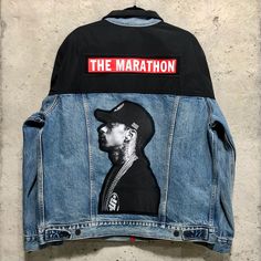 Brand New Custom Levi’s X The Marathon Clothing Custom Nipsey Hussle Denim Jacket. I Used A Brand New Levi’s Denim Jacket With An Authentic The Marathon Clothing Box Logo T-Shirt. Screen Printed Nipsey Image On Cotton For Back Patch. 2x Heavy Stitch On Everything Added To The Jacket. Removed The Marathon Tags From Authentic T-Shirt And Stitched Them On Jacket. Levi's Cotton Denim Jacket For Streetwear, Levi's Spring Streetwear Denim Jacket, Winter Streetwear Denim Jacket With Patches, Winter Denim Jacket With Patches For Streetwear, Levi's Urban Streetwear Outerwear, Levi's Urban Outerwear For Streetwear, Urban Denim Jacket With Patches For Streetwear, Casual Reworked Outerwear For Streetwear, Fitted Graphic Denim Jacket For Streetwear