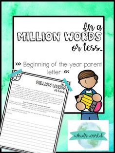 a green and white poster with the words million words or less on it, next to a