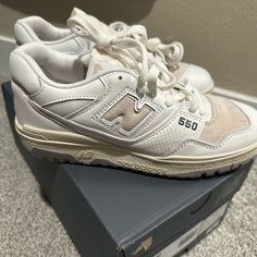 New Balance 550 ‘White Timberwolf’ Condition- Worn Once. Great Condition. As Listed Above In Photos New Balance 550 Cream, New Balance White, New Balance Shoes, Trendy Shoes, Cream White, New Balance, Athletic Shoes, Clothing And Shoes, Men's Shoes