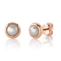 A pair of pearls should be part of everyone's collection. These Bezel Set Pearl Studsare a classic and timeless piece to elevate any outfit. Available in 14K White, Yellow, and Rose Gold Pearl Size = 5mm approximately Earrings are sold as a pair Formal Rose Gold Pearl Earrings, Classic Pearl Earrings With Polished Finish For Formal, Classic Pearl Earrings With Polished Finish For Formal Occasions, Elegant Polished Pearl Earrings For Anniversary, Elegant Rose Gold Akoya Pearl Earrings, Classic Rose Gold Akoya Pearl Jewelry, Rose Gold Round Pearl Charm Earrings, Rose Gold Pearl Charm Earrings, Formal Round Pearl Earrings With Polished Finish