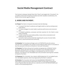 the social media management contract is shown in this document, it includes information about how to use