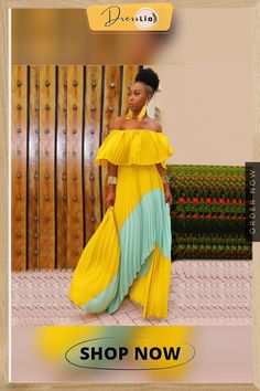 Off Shoulder Butterfly Sleeve Maxi Pleated Dress Yellow Pleated Beach Dress, Yellow Pleated Maxi Dress For Spring, Summer Pleated Yellow Dress, Summer Yellow Pleated Dress, Yellow Pleated Maxi Dress For Summer, Butterfly Sleeve, Butterfly Sleeves, Color Pick, Pleated Dress