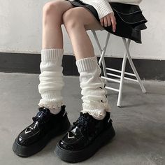 Attention: This price includes a pair of legwears only, others are not included. Casual Knitted Legwear, Casual Fitted Knitted Legwear, White Winter Legwear, Casual White Footless Legwear, White Knitted Fitted Knee-high Socks, Casual White Legwear For Winter, Trendy White Legwear For Fall, Leg Warmers Cute, Kawaii Cinnamoroll