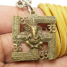 Hindu Pendant, Statue Painting, Ganesha Elephant, Om Aum, Ganesha Pendant, Ganesha Painting, Diamond Paint, Rhinestone Cross, Black Rope