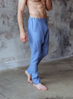 Natural linen buggy pants . . #womenslinenpants #linentrousers #linenpants #casuallinenpants #summertrousers #summerpants #designedlinenpants #yogapants #lightweightlinenpants #giftforher #ethicalfeshion #ecofriendlybrand #veganclothes #summeroutfit Baggy Blue Linen Bottoms, Baggy Blue Linen Pants, Natural Linen Pants, Baggy Pants Outfit, Mens Summer Pants, Casual Linen Pants, Mens Linen Pants, Grey Lounge, Estilo Hippie