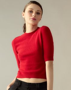 Red Short Sleeve Sweater Outfit, Cotton Cargo Pants, Bloomers Shorts, Crochet Wool, Red Sweater, Wool Socks, Cargo Pant, Red Shorts, Cynthia Rowley