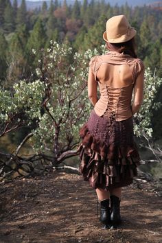 Ruffled Skirt - Brown skirt, Burlesque, BoHo, Steam Punk, Victorian, One Size, Women's Skirt, Fancy Dress, Rosetta Skirt. #fashion  #style  #clothes  #clothing  #mensfashion  #womensfashion  #accessoires  #gifts  #giftideas  #ootd  #picoftheday  #outfits Elegant Skirt With Attached Cancan For Costume Party, Fitted Gathered Skirt For Festival, Long Ruffled Skirt For Costume Party, Party Skirt With Fitted Corset Back, Party Fitted Skirt With Corset Back, Fitted Ruffled Skirt For Costume Party, Fitted Party Skirt With Corset Back, Fitted Skirt With Corset Back For Party, Fitted Long Skirt With Ruffles