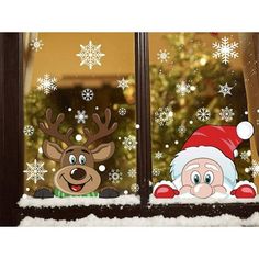 Product Name: Vlemua Festival Gifts Atmospheric Christmas Electrostatic Stickers Snowflake Elk Set Door Window Glass Stickers Ideal for Halloween, Thanksgiving, Christmas Decorations Size of 21 X 29.7cm, 2/4 Sheets/Set Can Be Attached Not To Clean glass.,It Can Also Be Used As A Refrigerator sticker,Mall Hotel window,School Window,Various Places With glass,It Can All Be glued,No Glue Required Easy To Use and remove,No Damage Or Residue Is left,Suitable For Any Clean,Dry,Flat Surface;the Size Aft Christmas Window Painting, Party Wall Decorations, Christmas Window Stickers, Snowflake Sticker, Rudolph Christmas, Christmas Window Display, Christmas Decals, Christmas Window Decorations, Holiday Snowflakes