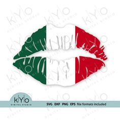 italy flag lips with the italian language