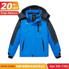 Wantdo Boy's Waterproof Rain Coat Warm Winter Coat Fleeced Ski Jacket Hooded   Product Features: Warm Fabric: Professional water repellent coated, fuzzy lining and durable fabric with 2400 polyester fibre which guarantees the best heat retention. Relaxed-fit style with quick-dry material. Waterproof: Water-repellent rain jacket can work under over 10000mm pressure head. Keep your body always dry and comfortable when you are outside, also can fights bad rainy or misty weather. Windproof: 1) Adjus Snowboarding Jackets, Misty Weather, Jacket For Boys, Warm Fabric, Boys Fleece, Winter Outerwear, Hooded Raincoat, Snowboard Jacket, Performance Wear