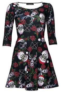 Find ideas๏ฟฝand inspiration for Designer Mexican Sugar Skull Santa Reindeer Rose Candy Canes Skater Flare Dress, Women's Dresses Skull Santa, Head Turning Dress, Mexican Sugar Skull, Quarter Sleeve Dress, Three Quarter Sleeve Dresses, Santa Reindeer, Christmas Print, Santa And Reindeer, Candy Canes