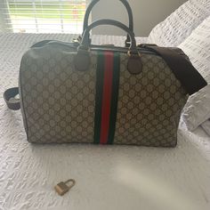 Used Once Immaculate Condition Gucci Overnight Bag, Gucci Duffel Bag Travel, Duffle Bags Gucci, Gucci Duffle Bag, Red Bottom Boots, Gucci Travel Bag, Gucci Travel, Bags Gucci, Red Louboutin