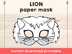 an animal mask with the words lion paper mask