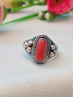 Vintage Coral Ring-Beautiful Coral Ring-Red Coral Silver Ring--Statement Ring-Handmade Ring-Oval Coral Ring-Designer Ring--Adjustable Ring About Item ; Materiel : 925 Sterling Silver Stone : Natural Coral  Weight :  46 Carat  Approx. Ring Size : Adjustable: Payment Policy  We Accept The Payment Vie  PayPal Only : Thanks For Visit Our Shop  JewelsGalleryShop Adjustable Red Oval Ring, Adjustable Oval Red Ring, Adjustable Oval Cabochon Ring For Promise, Adjustable Oval Cabochon Promise Ring, Red Oval Bohemian Rings, Adjustable Oval Rings For Gifts, Handmade Adjustable Oval Ring, Adjustable Oval Rings For Gift, Adjustable Oval Rings As Gift