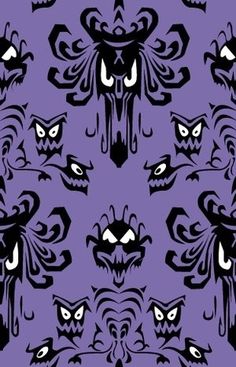 an abstract pattern with black and white cats on a purple background, in the style of art period