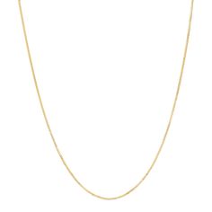 The most popular chain for pendants and charms, our Box Chain Necklace is a sturdy yet delicate way to bring some extra sheen to your neck. This chain is 0.8mm thick and has a end jump-ring that measured 2.7mm wide.

Size: 0.8mm Wide
Solid 14K Gold 
Lobster Clasp Lock
Lifetime Guarantee Cross Earrings Studs, Small Gold Hoops, Cuban Link Chain Necklaces, Box Chain Necklace, Diamond Solitaire Necklace, Ball Chain Necklace, Gold Box, Heart Earrings Studs, Necklace Sizes