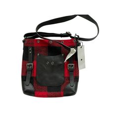 Treasure Bond Crossbody Handbag Red Black Buffalo Plaid New 10 Inches X 10 Inches New With Tags Fall Shoulder Bag With Snap Closure, Red Satchel Bag For Fall, Casual Bags With Snap Closure For Fall, Everyday Fall Bag With Snap Closure, Everyday Snap Closure Bag For Fall, Red Bags With Adjustable Strap For Fall, Red Crossbody Satchel For Fall, Red Bag With Adjustable Strap For Fall, Red Satchel With Adjustable Strap For Fall