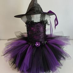 Witch disguise, tutu dress Short tutu dress with witch hat - The dress is made to order with soft black tulle and fuchsia, mauve or orange tulle - Numerous knee length tulle bands give a nice volume to this costume - The stretchy crochet bustier fits all little girls well.    It is covered on the front with spider pattern veil.  - Satin ribbon or lace decorates the dresses. A matching witch hat comes with the dress. Wash at 30o. Discover in my store TutusDeReves all my creations of tutu dresses for children: princess, carnival or Halloween costume, ceremony dress https://www.etsy.com/fr/shop/TutusDeReves?ref=shop_sugg Short Tutu Dress, Witch Tutu Costume, Halloween Tutu Costumes, Crochet Bustier, Kids Witch Costume, Witch Tutu, Costume Carnaval, Witch Costumes, Halloween Tutu