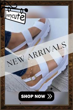 Women Sandals New Heels Woman Platform Wedges Shoes Ladies Summer Sandals Buckle Non-slip Beach Sandals Plus Size 35~43 T-strap Sandals With Platform And Open Toe For Vacation, Platform T-strap Sandals With Ankle Strap For Beach, Platform T-strap Sandals With Open Toe For Vacation, Platform High Heel Sandals For Beach Season, High Heel Platform Sandals For Beach Season, White T-strap Sandals For Summer Beach, White Flat Heel Sandals For Beach Season, Casual High Heel Sandals For Beach Season, White Flat Heels For Beach