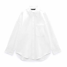 White Button Down Shirt From Zara Shirt With A Lapel Collar, Long Sleeves, Front Patch Pocket And Front Button Fastening. Outer Shell 55% Cotton 45% Polyester Plain White Button Up Shirt, Casual Plain Button-up Blouse, Plain Button-up Tops For Workwear, Plain Button-up Top For Work, Workwear Plain Button-up Tops, White Button-up Plain Top, White Plain Button-up Top, Plain Shirt For Spring Workwear, Plain Shirt For Workwear In Spring