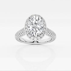 3 ctw Oval Lab Grown Diamond Pave Halo Engagement Ring 14K White Gold FG, SI1+ Pave Halo Engagement Ring, Engagement Rings Platinum, Halo Engagement Rings, Oval Diamond, Halo Rings, Halo Engagement Ring, Pave Diamonds, Diamond Pendant, Diamond Shapes