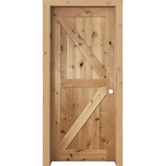 an open wooden door on a white background