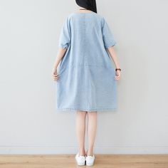 Fabric: Cotton Size: Length: 97.00 cm / 38.19 " Bust: 132.00 cm / 51.97 " Casual Cotton T-shirt Dress With Relaxed Fit, Cotton Short Sleeve Dress For Day Out, Casual Short Sleeve Shift Top, Casual Cotton Knee-length Short Sleeve Dress, Spring Oversized Cotton Midi Dress, Casual Cotton T-shirt Dress For Spring, Casual Short Sleeve Dress With Pockets For Spring, Oversized Cotton Midi Dress For Spring, Casual Half Sleeve Spring Dresses