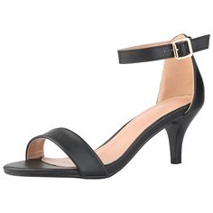 Looking for a versatile addition to your shoe collection? Look no further than these stylish kitten-heel sandals! Designed with an ankle strap, open toe, and a comfortable 2.3-inch heel height, these sandals are perfect for any occasion. The vamp is made of faux leather, the outsole is made of rubber, and the heel is made of ABS, ensuring durability and comfort. Don't forget to check the size measurement chart before placing your order to ensure the perfect fit! Open Toe Kitten Heels With Heel Loop, Medium Width, Open Toe Kitten Heels With Heel Loop, Medium Width Open Toe Kitten Heels With Heel Loop, Open Toe Kitten Heels With 4-inch Heel, Open Toe Kitten Heels With Heel Strap, Kitten Heel Sandals, 3 Inch Heels, Faux Leather Heels, Black Sandals Heels