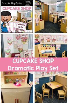 the cupcake shop dramatic play set is shown