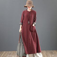 Item Code: 2028383207486Material: 95% CottonSeason: SpringStyle: CasualCollar:StandClosure Type:PulloversPattern Type:StripeDecoration: Pockets,ButtonClothing Placket: A-LineSleeve Length: Long SleeveSleeve Style: RegularDress Length: Mid-CalfSilhouette: Loose Size M(fit for EU36-38,US6-8,UK8-12,AU8-12,NZ8-12)Shoulder: 42.00 cm/ 16.54 "Bust: 102.00 cm/ 40.16 "Length: 114.00 cm/ 44.88 "Sleeve Length: 52.00 cm/ 20.47 "Cuff: 51.00 cm/ 20.08 "Waist: 118.00 cm/ 46.46 "Hem: 164.00 cm/ 64.57 "Size L(fi Red Long Sleeve Cotton Maxi Dress, Casual Red Maxi Dress With Pockets, Casual Long Striped Dresses, Red Long Sleeve Cotton Dress, Red Maxi Dresses With Pockets, Red Spring Maxi Dress With Pockets, Red Maxi Dress With Pockets, Long Sleeve Cotton Dress, Wedding Blouse Designs