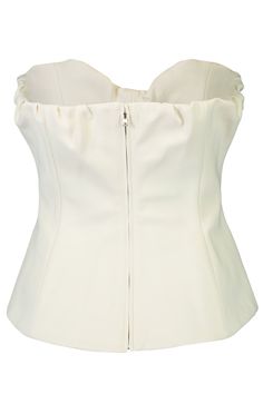 Victoria Beckham corset top in antique white. 100% Cotton, Lining: 70% Cotton, 30% Polyamide Dry Clean Made in Portugal Chic White Overbust Corset, Chic White Underbust Corset, Feminine White Corset With Boned Bodice, White Tops With Corset Back, Chic White Top With Corset Back, Elegant White Top With Corset Back, White Tops With Fitted Bodice, Chic Cream Corset For Spring, Chic Fitted Cream Corset