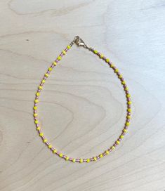 Happy yellow and pink glass/seed beads choker necklace  Handmade with love and care one at the time in our studio in sunny California  Materials: Glass Beads, nickel free  For custom length please feel free to message us  Fun and flirty. Perfect for summer, concerts, first date, add cuteness to your everyday casual looks. Gift for mom, sister, a friend or yourself💕 Unisex Concert Jewelry, Yellow Beaded Necklace, Beaded Chocker, Beads Choker Necklace, Choker Necklace Handmade, Summer Concerts, Happy Yellow, Beads Choker, Jewelry Design Inspiration