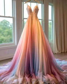 Rainbow Prom Dress, Rainbow Gown, Rainbow Wedding Dress, Beautiful Gown Designs, Colored Wedding Dress, Fashionista Style, Prom Dress Inspiration, Fantasy Gowns, Wedding Gowns Vintage