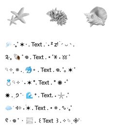 an image of sea shells and starfishs in black and white with text below