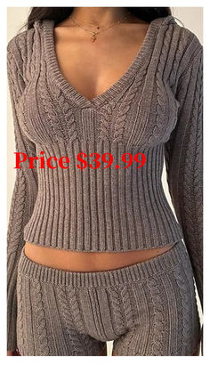 🌟👗A statement sweater to cherish forever. The sweater arrives in our cable cloud knit fabric with a deep v neckline, exaggerated long sleeves, and ribbing on the cuffs & waist. Complete the look with the matching micro short. 🌺 Buy now and stand out! 🛍️🌼 Fitted V-neck Sweater For Loungewear, Winter V-neck Sweater For Loungewear, Spring Cable Knit V-neck Sweater, Trendy V-neck Cropped Sweater For Winter, Winter Ribbed V-neck Cropped Sweater, Ribbed V-neck Cropped Sweater For Winter, Cozy Cable Knit V-neck Top, V-neck Cable Knit Sweater For Spring, Fitted Ribbed V-neck Sweater With Long Sleeves