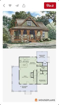 the floor plan for a small cabin home