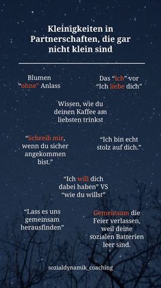 In einer Welt, die oft laut und hektisch ist, sind es diese leisen Gesten, die uns das Gefühl geben, zuhause zu sein. Sie zeigen uns, dass jemand da ist, der auf uns achtet, uns versteht und mit uns verbunden ist. Die „großen“ Gefühle entstehen oft aus den kleinen Momenten, die wir im Alltag teilen.  Deshalb sollten wir die kleinen Dinge nie unterschätzen – sie sind die Bausteine, die eine Partnerschaft zu etwas Großem und Bedeutungsvollem machen. Psych, True Words, Self Improvement, Love Life, Feel Good, Communication, Coaching, Mindfulness