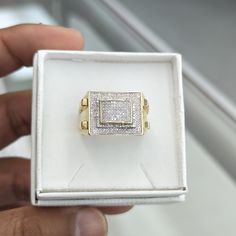 Real Natural Diamond 10kt Gold Ring For Men 100% Authentic Natural Diamond Not A Lab Grown Not A Moissanite Not Man Made Not A Cubic Zirconia Approx 0.48ct Diamond Ring Weight 8.04 Gm Top Part Width 18*15.3 Mm Ring Size 10 Please Check The Picture Carefully To Understand The Size Of The Ring 100% Authentic 10kt Gold Not A Gold Filled Or Not A Gold Plated Never Change Color Or Never Fade Never Tarnish It Comes In A Gift Box. 14k Gold White Brilliant Cut Signet Ring, White 14k Gold Signet Ring With Brilliant Cut, Formal 14k Gold Signet Ring With Pave Setting, White 14k Gold Signet Ring With Vvs Clarity, 14k Gold Diamond White Signet Ring With Pave Setting, 14k Gold Rectangular Diamond Ring With Vvs Clarity, St Jude Necklace, Gold Ring For Men, Mens Bracelet Set