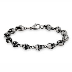 Bold Accessories, Human Skull, Unique Valentines, Skull Bracelet, Skull Jewelry, Beaded Skull, Link Bracelets, Chain Bracelet, Bracelets For Men