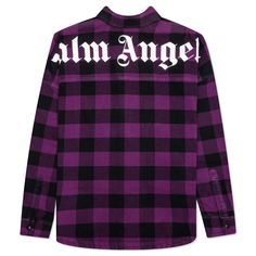 Add something new to your collection with the Palm Angels Classic Logo Overshirt. Composed of cotton, the silhouette features an all-over checkered pattern in addition to barrel cuffs and a chest pocket. A button-down closure is placed, while the screen-printed branding at the rear wraps up the remainder of the design. 100% cotton Checkered pattern Button-down closure Chest pocket Screen-printed branding Style No: PMGA024F22FAB0013701 PMGA024F22FAB0013701 Purple Letter Print Shirt For Streetwear, Purple Relaxed Fit Screen Print Shirt, Urban Purple T-shirt With Graphic Print, Purple Streetwear T-shirt With Front Print, Purple Short Sleeve T-shirt With Logo Print, Pre Black Friday, Palm Angels, Classic Logo, Checkered Pattern