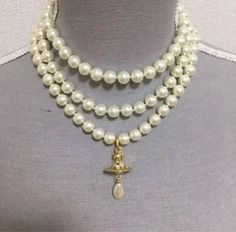 #ad Great Shopping Vivienne Westwood 3-strand Drop Pearl Necklace Gold w/drawstring [EJ0102, Fashion Jewelry Westwood Pearl Necklace, Vivienne Westwood Pearl Necklace, Drop Pearl Necklace, Vivian Westwood, Vivienne Westwood Necklace, Vivienne Westwood Jewellery, Jewellery Pearl, Pearl Necklace Gold, Pearl Drop Necklace