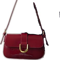 Red Satchel With Mobile Phone Bag For Office, Red Office Satchel With Mobile Phone Bag, Elegant Red Baguette Bag With Large Capacity, Red Baguette Bag With Large Capacity For Daily Use, Red Baguette Bag For Shopping, Red Baguette Satchel Bag, Luxury Red Bag With Hasp Closure, Trendy Leather Rectangular Evening Bag, Trendy Red Baguette Bag