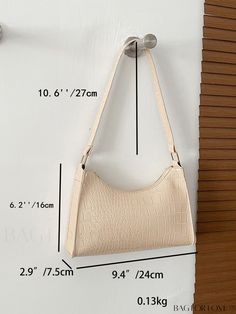 BagForLove - Croc-Embossed Shoulder Bag: Stylish and Sophisticated Product Description Color Beige Type Baguette Bag Bag Size Small Pattern Type Crocodile Print Closure Type Zipper Style Fashionable Coating 100% Polyurethane Composition 100% Polyurethane Material PU Leather Size Chart INCH CM Bag Length Bag Width Bag Height Handle Height 9.6 inch 2.6 inch 6.3 inch 11 inch Bag Length Bag Width Bag Height Handle Height 24.5 cm 6.5 cm 16 cm 28 cm Details Pictures Similar Products h2 { text-align: c Elegant Baguette Bag With Crocodile Pattern For Everyday Use, Elegant Crocodile Pattern Baguette Bag For Daily Use, Chic Everyday Bags With Crocodile Pattern, Chic Crocodile Pattern Rectangular Baguette Bag, Chic Rectangular Baguette Bag With Crocodile Pattern, Chic Rectangular Crocodile Pattern Baguette Bag, Chic Crocodile Pattern Baguette Bag For Daily Use, Elegant Everyday Baguette Bag With Crocodile Pattern, Crocodile Print