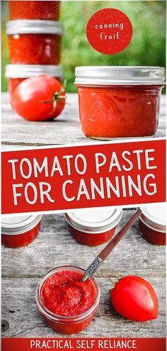 tomato paste for canning with text overlay