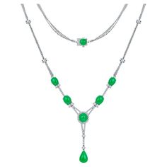 Emerald Necklaces, Diamond Necklace Simple, Ruby And Diamond Necklace, Emerald Cabochon, Necklaces Choker, Vintage Choker Necklace, Diamond Choker Necklace, Simple Pendant, White Gold Necklace