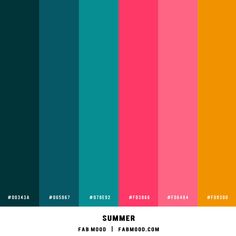 the color scheme for summer is shown in shades of pink, green and oranges